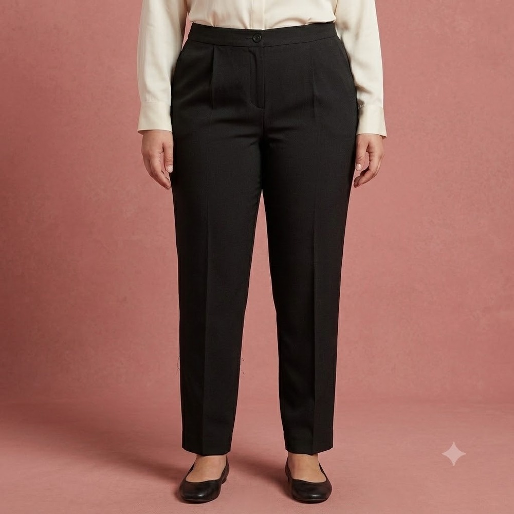 Peter Nygard Petite Black Dress Pants Womens 14 Straight Leg Business Career EUC